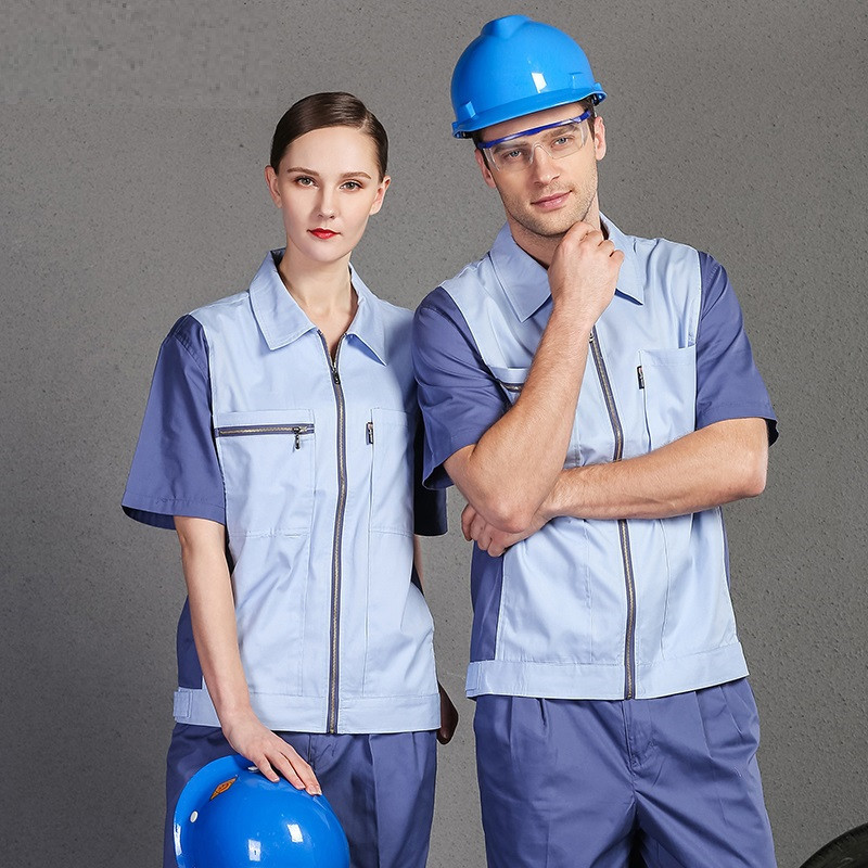 邦安短袖工作服套裝夏季工程服車間工服棉工人廠服可繡字工裝 邦安短袖工作服套裝夏季工程服車間工服棉工人廠服可繡字工裝
